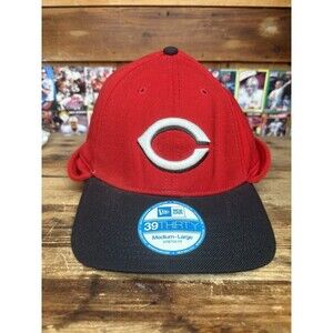 New Era Cincinnati Reds Hat Cap Med - Lrg Winter Fleece Ear Flaps Red MLB